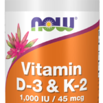 Vitamina D-3 + K2 1000UI 45mcg Now Foods 120 Cápsulas Vegetais